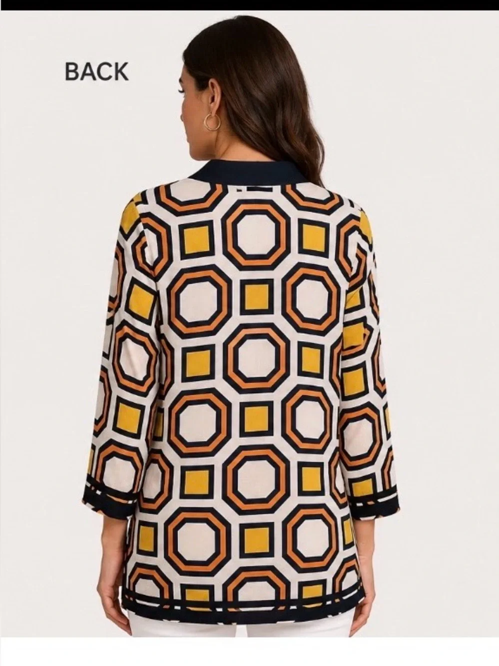Tory Burch Geometric Print Tunic Sz M old money vacation summer resort coastal